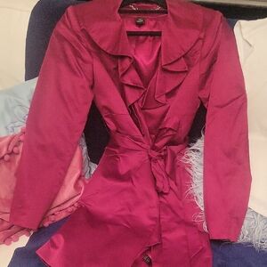 White House Black Market Magenta Trench Coat